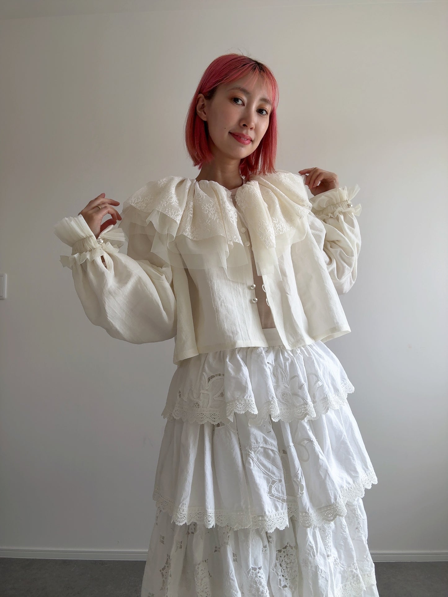 chiffon frill blouse