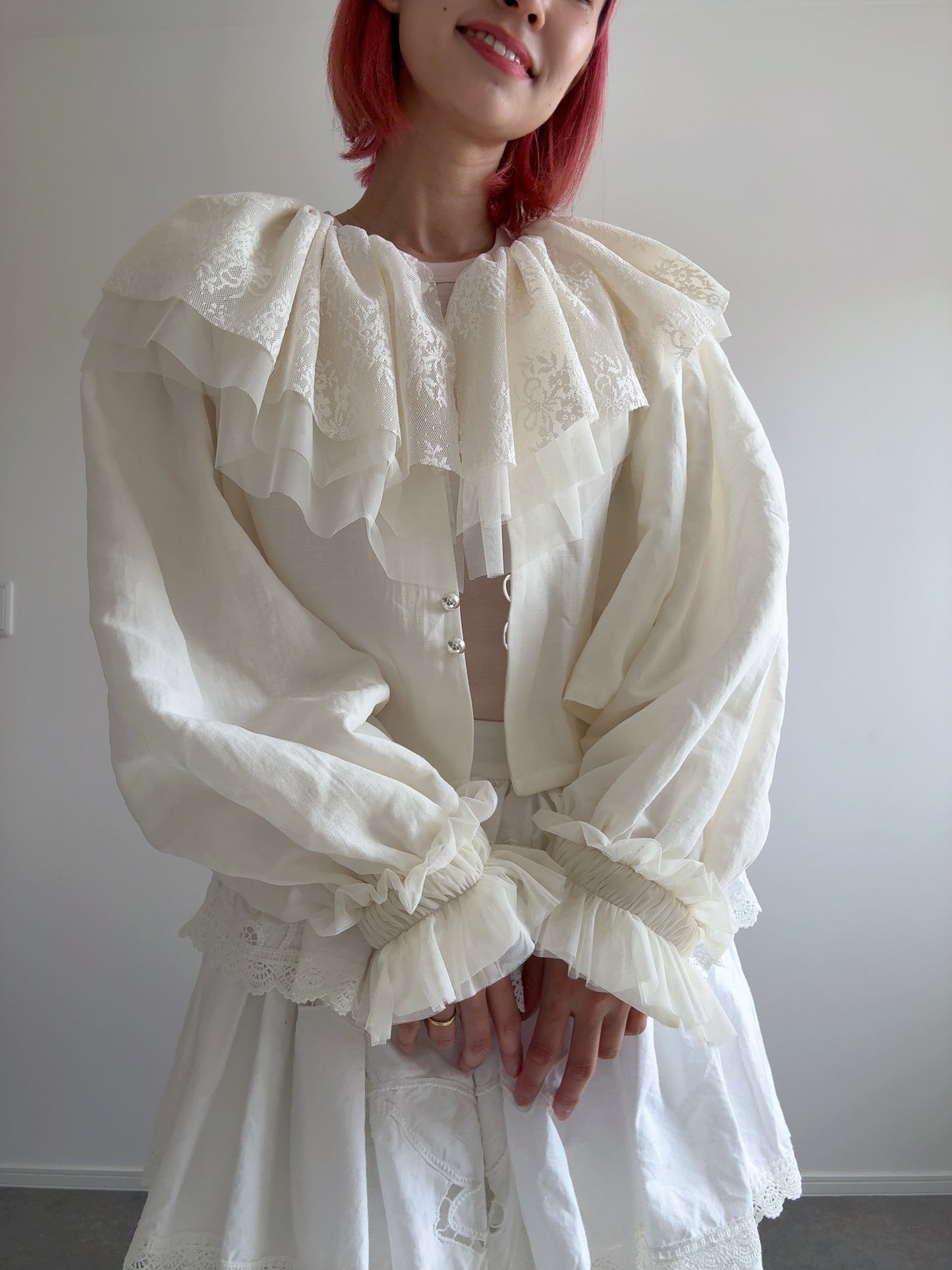 chiffon frill blouse