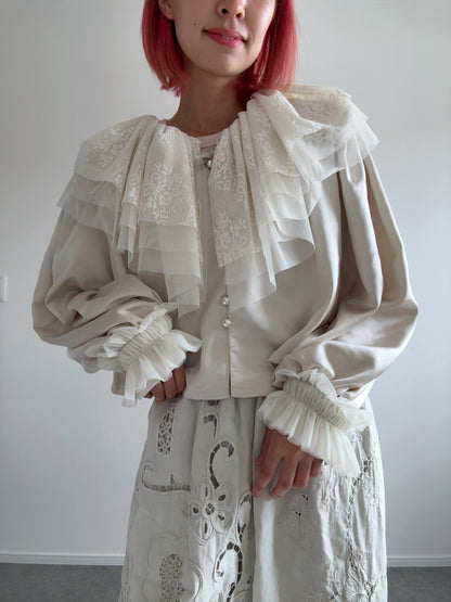 chiffon frill blouse