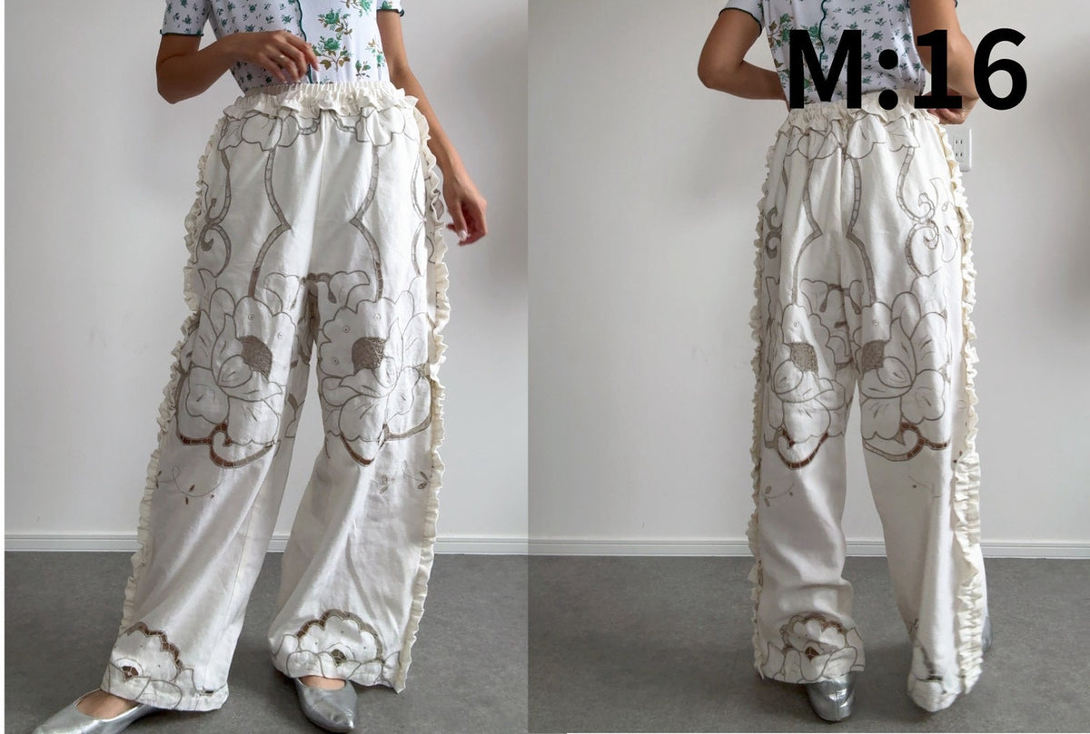 《NEW》サイドフリルハイウエストパンツ　M