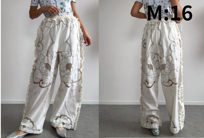《NEW》サイドフリルハイウエストパンツ　M